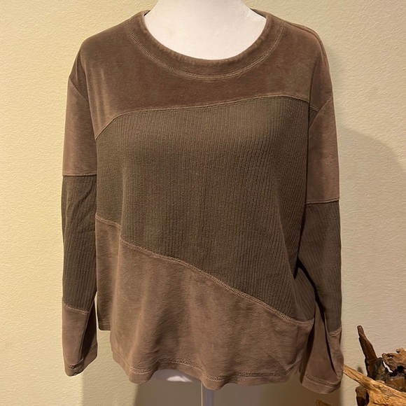 J.Jill Brown Velvet/Knit Top - Picture 1 of 9